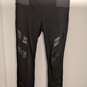 Leather Panel Black Leggings